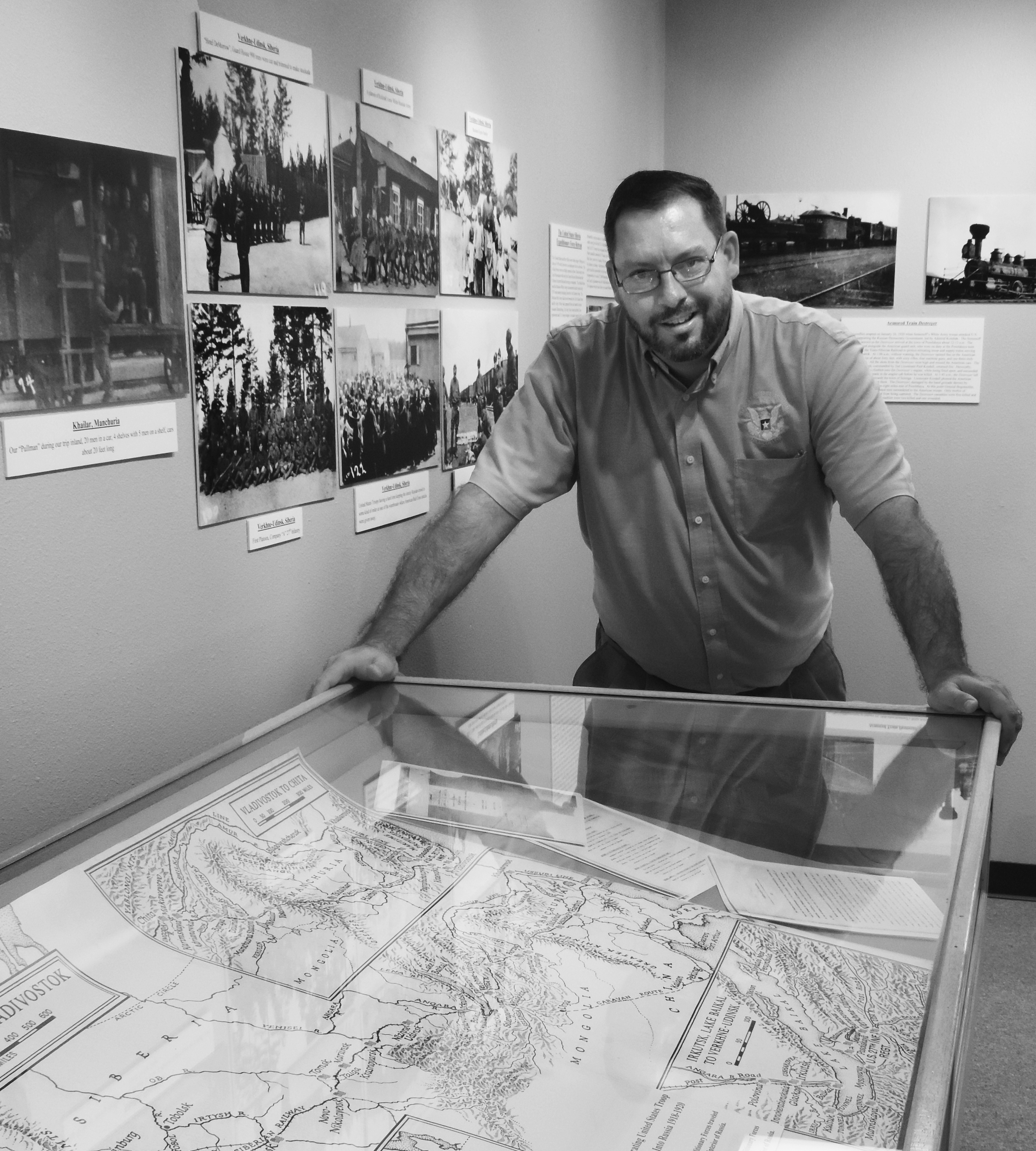 John Versluis, dean of the Texas Heritage Museum in Hillsboro, looks over a map of Russia, which is a centerpiece for the museum’s newest exhibit: “The Forgotten War: United States Siberia and North Russia Expeditionary Forces 1918-1920.” The special exhibit opens September 23.